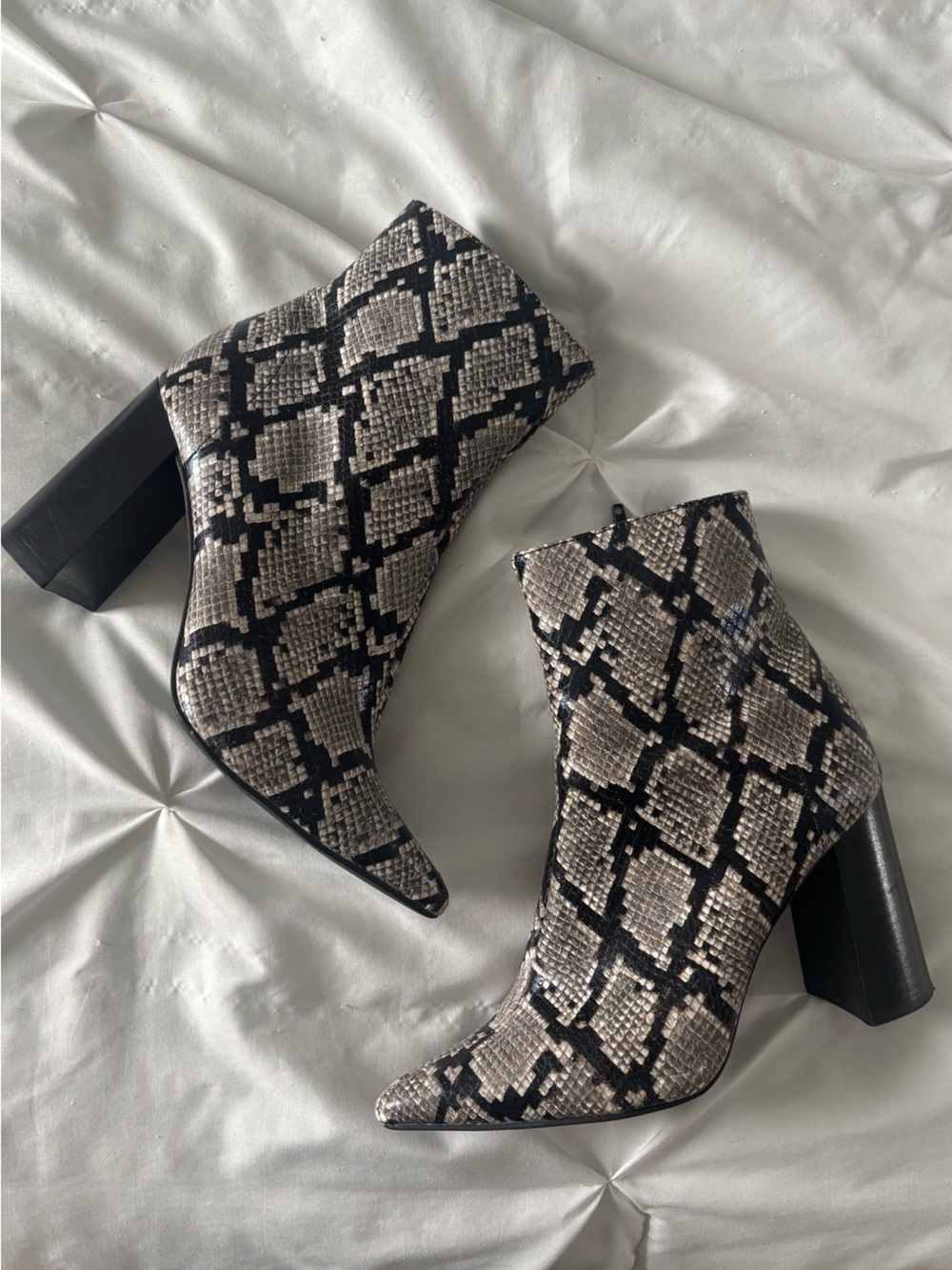 Jeffrey Campbell navy blue and tan leather boots